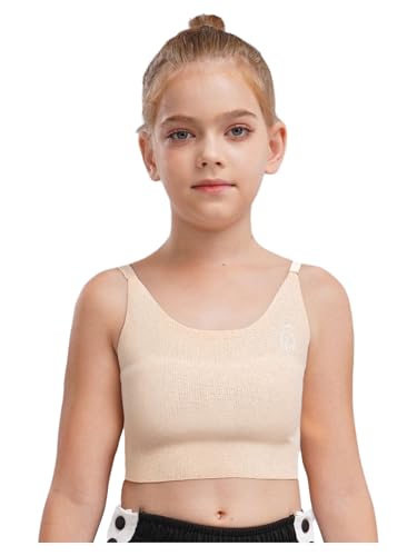 JanJean Kids Girls Sleeveless Cutout Back Dance Tops Seamless Bra Straps Cropped Cami Athletic Tank Tops Underwear