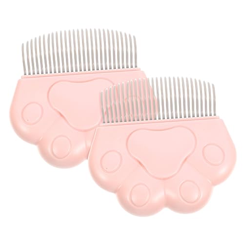 HOLIDYOYO 2Pcs Cat Grooming Combs Pet Hair Removal Brushes with Design High Density Curved Needle for Gentle Dematting for Cats and Dogs Easy to Clean and Use