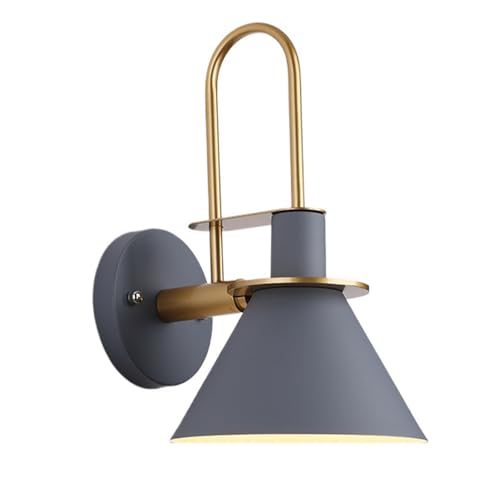 Lámpara de pared moderna nórdica para salón dormitorio y pasillo con pantalla de metal color