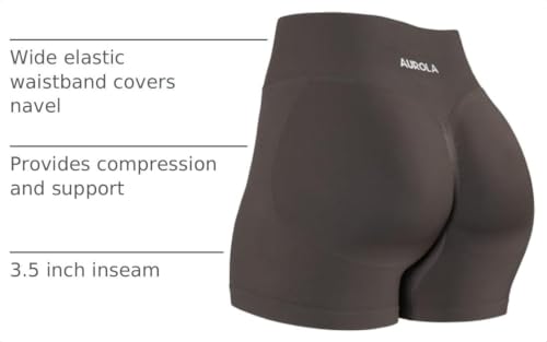 Image of AUROLA Influence Workout Shorts for Women,2.5 3.5 4.5 5.5 6.5 No Roll Up Squat Proof Scrunch Seamless Compression Gym Short