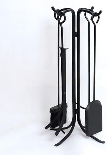 Fireplace Tool Set,Heavy Duty Wrought Iron Fireplace Tools Set, Includes Fire Tongs Poker Shovel Broom, for Indoor Outdoor Hearth Stove Firepit Use