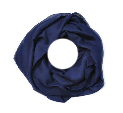 Euly Uni Loop Schal Loopschal Rundschal Schlauchschal Tuch Halstuch Seide (Dunkelblau)