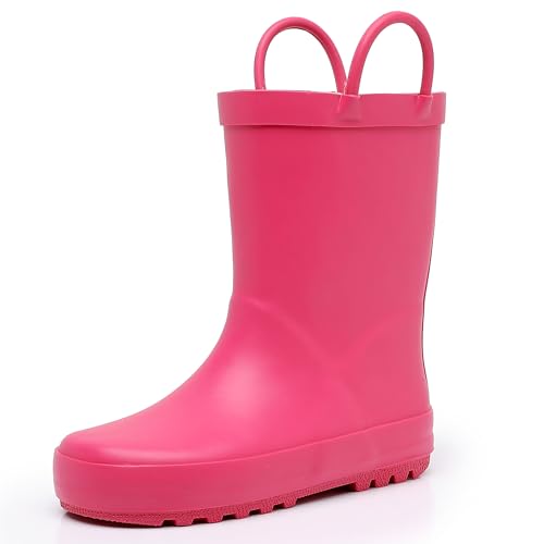 WTW Toddler and Kids Rain Boots with Easy-On Handles, Unisex-Child Waterproof Rubber Rain Boots in Fun Patterns for Girls and Boys (Toddler/Little Kid/Big Kid)