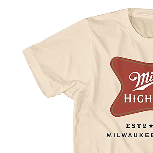 Mens Miller High Life Shirt - Miller Beer Logo Shirt - Miller Light Graphic Shirt (Cream, Xx-Large) #TOP4