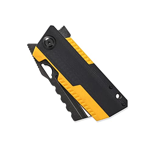 Sitivien ST155 Folding Knife,Sandvik 14C28N Steel Blade,G10 Handle EDC Tool Knife Pocket Knife for Fishing,Camping,Hiking(Black+Yellow) …