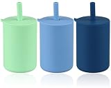 Kalovin Baby Sippy Cup, 3 Pack Silicone Trainer Cup Toddler Training Straw Cup for Boys and Girls, U