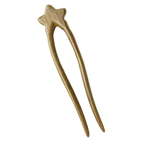 MOTHNUR 字型木製ヘアスティック 星飾り付き 双?デザイン 髪飾り レディース用 髪留め ヘアフォーク 和風ヘアアクセサリー パーティーや日