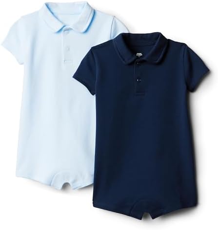 Amazon Essentials x Sofia Grainge Baby Boys’ Short Sleeve Romper, Pack of 2 Amazon Essentials x Sofia Grainge Baby Boys’ Short Sleeve Romper, Pack of 2