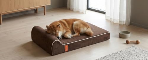Image of Laifug Orthopedic Memory Foam Extra Large Dog Bed with Pillow and Durable Water Proof Liner & Removable Washable Cover & Smart Design (Large (40 inchx25 inchx5.5 inch), Chocolate)