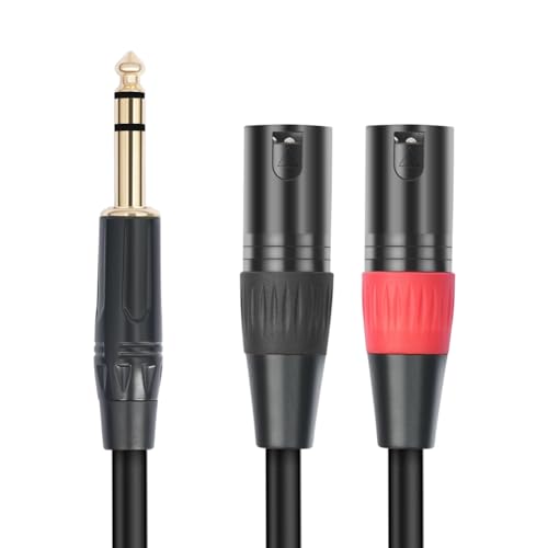 Jack 6.35mm 1/4 TRS Stereo a Doble XLR Macho Cable Extensión 100 cm miniatura 2