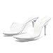 LIURUIJIA Women's Clear Heels Square Toe Mules - Sexy Transparent Lucite Stiletto Sandals with Comfort Platform - Soft TPU Open Toe Slip On Slides for Wedding Party Prom White 40 US 8