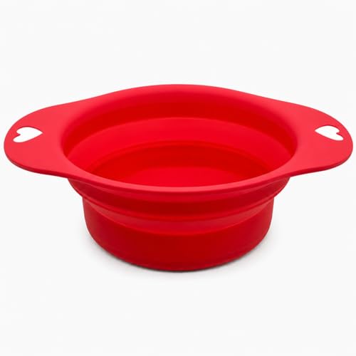 Ciotola per cani Ciotola da viaggio in silicone e plastica, pieghevole, portatile, per gatti, cani, animali domestici, per acqua e cibo (rosso)