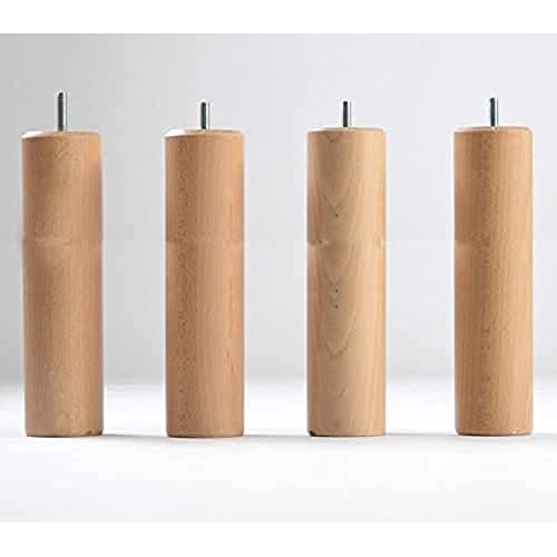 KOSMI - Lot de 4 Pieds de lit en bois à visser universel hauteur 35cm, diamètre 70mm, pas de vis M8 Cover