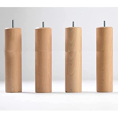 KOSMI - Juego de 4 patas de madera para atornillar altura universal 35 cm, diámetro 70 mm, sin tornillo M8