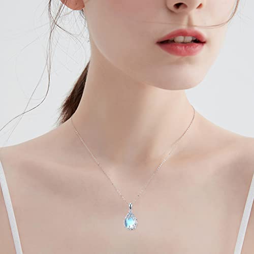 Teardrop Moonstone/Turquoise Necklace for Women 925 Sterling Silver Cage Filigree Necklaces Anniversary Birthday Jewelry Gift for Women2