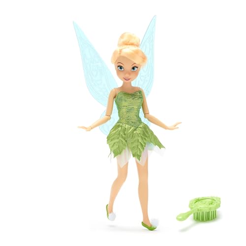 Disney Store Official, Peter Pan, Campanilla, muñeca clásica, 25 cm, muñeca del Hada de Disney Totalmente posable con un Elegante Atuendo, alas detalladas y Cepillo de Juguete, para Mayores de 3 años