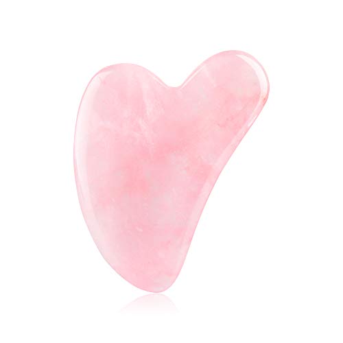 Mysense Level A Gua Sha Facial Massage Tool,Jade and Rose Quartz Guasha Face Massage Tool,Skin Care Massage Beauty Tool for Women Body Eyes Neck Slimming Massager (Heart Shape)