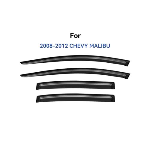 Image of Window Visors Rain Guards Shield for 2008 2009 2010 2011 2012 Chevy Malibu, Out-Channel Window Vent Wind Deflectors Visors Shades for 08-12 Malibu
