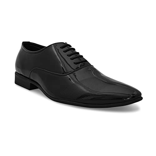 Image of San Frissco mens Ak 1043 San Frissco Men's Formal Shoes Glossy Shine Lace Up Derbys Office Wear Footwear Soft Cushioned Footbed with TPR Sole Lightweight, Flexible and Stylish for Wedding and Parties - 11 (Pine)