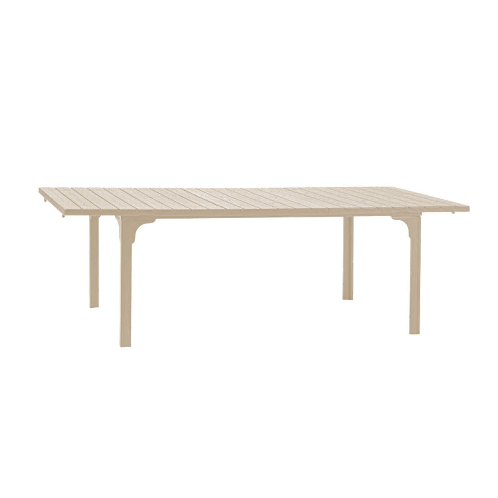 Totò Piccinni Tavolo rettangolare CILE allungabile 180/240x90x76h struttura in metallo piano in polietilene effetto legno per giardino ideale per 6 o 10 persone (Tortora)