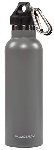 Balancefrom Double-Wall Vacuum Insulated Stainless Steel Water Bottle, 3 Caps Included, Wide Mouth And Standard Mouth, Multiple Colors And Sizes, Graphite #TOP2