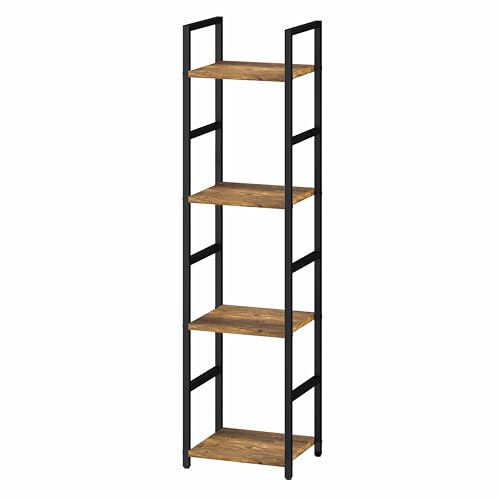 WARABI KK オープンシェルフ ラック 4段 おしゃれ 収納 木製 棚 シンプル 本棚 オープンラック フリーラック 間仕切り 調節可能 組立簡単 レトロ