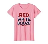 Humour Patriotique drôle USA Rouge Blanc et Alcool T-Shirt, Femme, Rose, XL