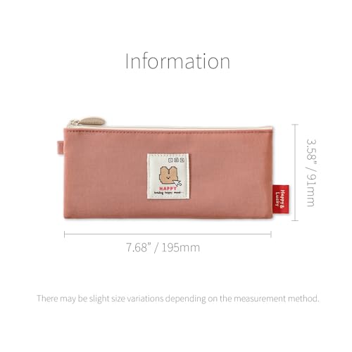 Image of Monolike Happy and Lucky Daily pen case, Pink - Slim Water-Resistant Nylon Pen Pouch, Aesthetic Vivid Stationery Organizer for Office