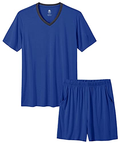 Image of MoFiz Mens Pajamas Set Short Sleeve PJ's Sleep Lounge Sleepwear Cool Pyjama Summer Sets Comfortable Lightweight
