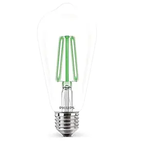 Philips 4-watt E27 ST64 LED Glass Amber Filament Bulb | Decorative LED Bulb for Home Decoration | Green, Pack of 1