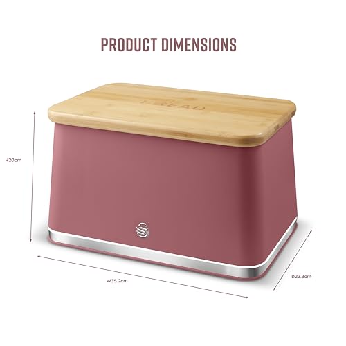 Swan Nordic SWKA18523FUS Bread Bin with Iron Body, Non-Slip Base, Stylish Soft Touch Matt Finish and Acacia Wood Pull Up Lid, 16L, Fuchsia Rose - Cosy Home Interiors Swan Nordic SWKA18523FUS Bread Bin with Iron Body, Non-Slip Base, Stylish Soft Touch Matt Finish and Acacia Wood Pull Up Lid, 16L, Fuchsia Rose - Image 8