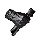 FENGCHUANG Guantes Invierno Hombre, Falso Cuero Calentar Prueba del Viento Prueba de Frío Térmico Mitones con Función de Pantalla Táctil para Aire Libre del Deportes Mujeres Adolescentes
