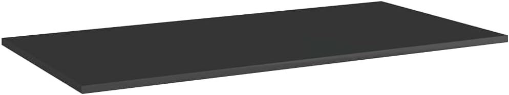 Shelf Board Set of 4, High Gloss Black Engineered Wood, 39.4x19.7 Inch Rectangular Wall Shelves for Living Room, Durable Storage Solution