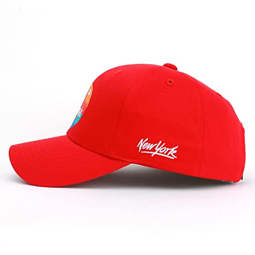 Withmoons New York Color Circle Embroidery Cotton Hat 6 Panel Baseball Cap Ca9A1267 (Red) #TOP2