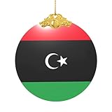 Libysche Flagge, Weihnachtsbaum, hängende Dekoration, Metallverschluss, Urlaub, Buntglas, Feiern, Dekoration, Geschenk