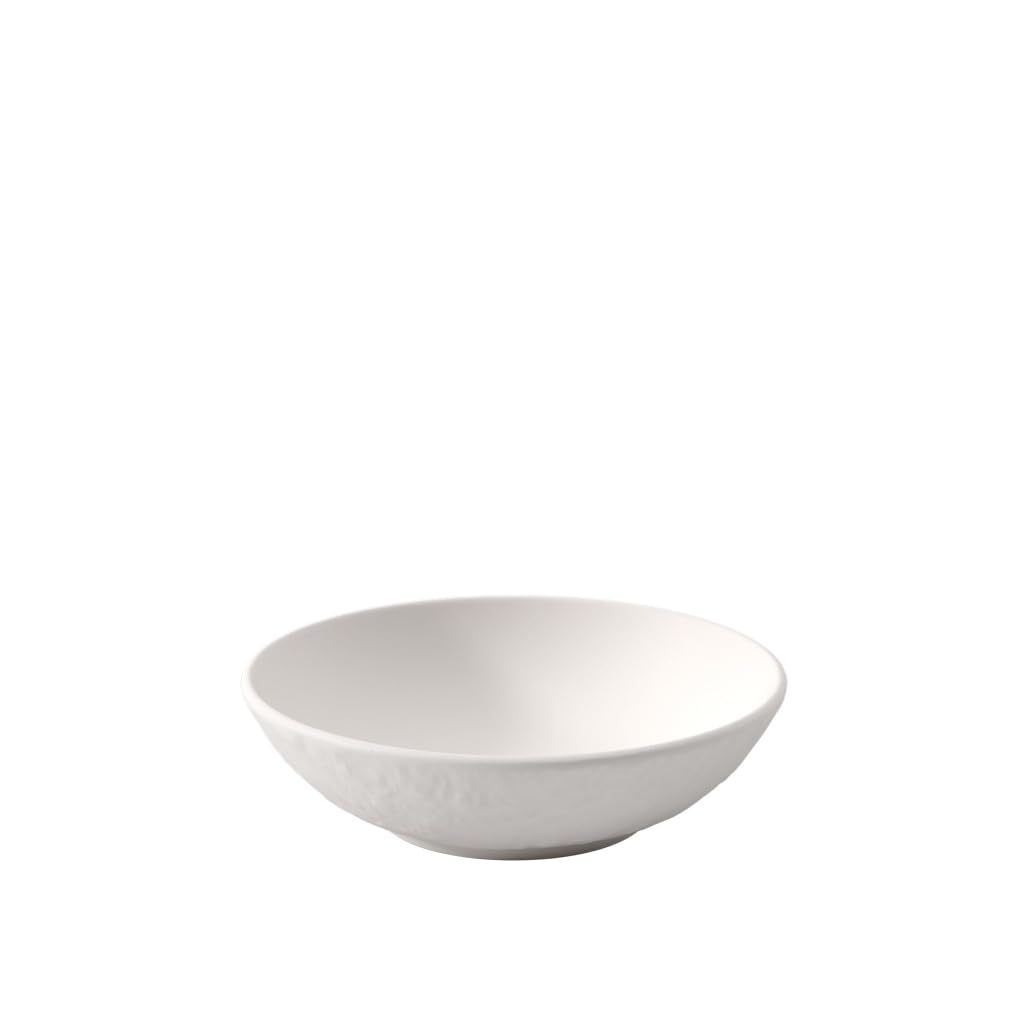 Villeroy & Boch Manufacture Rock Blanc Dessert Bowl, Premium Porcelain, Made in Germany, Dishwasher and Microwave Safe, Matte Slate-Look, Small Ceramic Bowl for Desserts & Snacks, Rich Creamy White