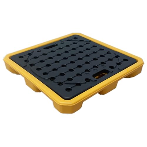 Oil Tank Spill Containment Tray, Industrial 1 Drum Spill Containment Modular Platform for Laboratories Supermarket Basement Storage, Low Profile Plastic Pallet with Drain(68x68x10 cm(26.8x26.8x3.9 inc
