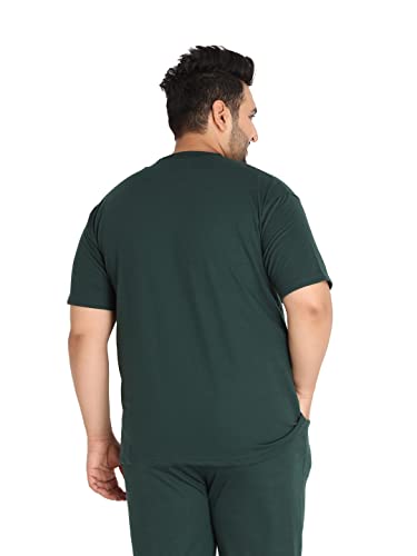 Image of CHKOKKO Men's Plus Size Terry Cotton Loose Fit Half Sleeves T-Shirt