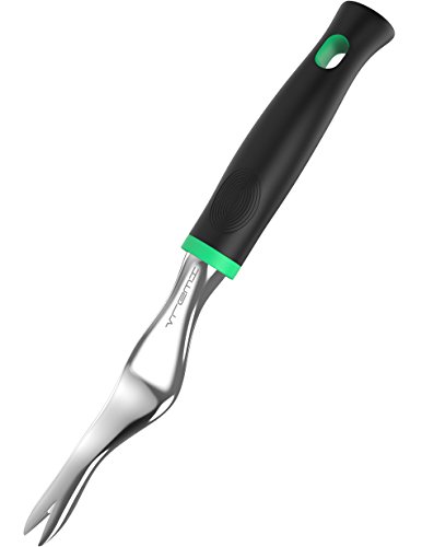 Vremi Garden Weeder Hand Tool - Aluminum Fork Tip Gardening Weed Remover with Ergonomic Rubber Handle for Planting and Weeding - Handheld Dandelion Cultivator for Flower and Vegetable Plants Care