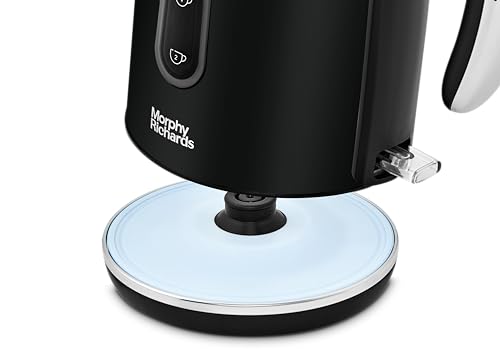 Morphy Richards 1.7L Motive Jug Kettle, 3Kw Rapid Boil, Automatic Shut-off, Boil Dry Protection, 360 Degree Base, Blue Illumination Dolly Switch, Black, 102801