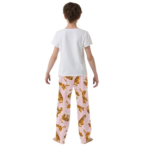 Lovely Tiger Boys Long Pants Soft Trousers Elastic Waist Kids Lounge Bottoms with Pockets S-XL3