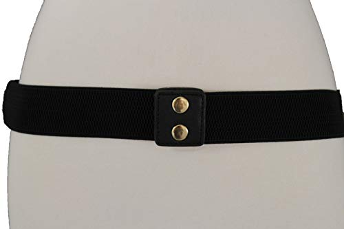 Women Fashion Gold Metal Chain Links Multi Strands Buckle Elastic Waistband Belt Hip High Waist S M Black4