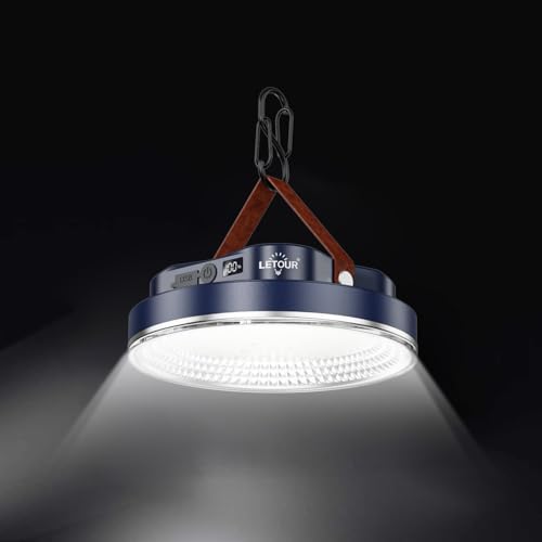 Image of LETOUR Camping Lantern Rechargeable 2000LM Camping Lights for Tent 5200mAh Solar Ultra Bright LED with 4 Modes & Magnetic IPX5 Waterproof Lantern for Power Outages, Hiking, Emergency