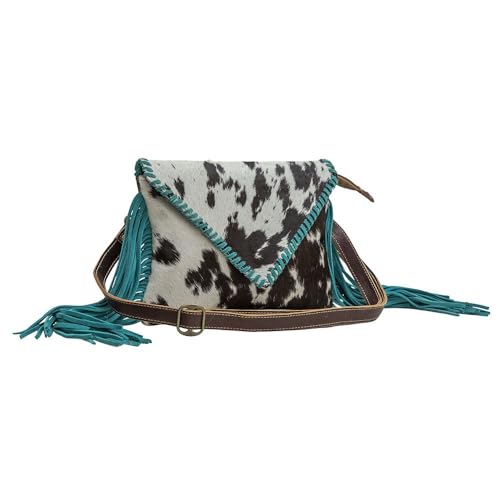 Myra Bag Western Leather Shoulder Bag for Women, Upcycled Hairon Crossbody Bag With Tassel - Minun2