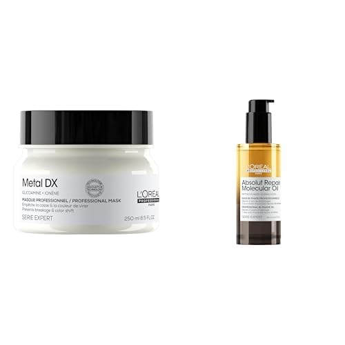 Bundle of L'Oréal Professionnel Haarmaske für alle Haartypen, Serie Expert, Metal DX Maske+ L'Oréal Professionnel Zwei-Phasen Haaröl, Rt, Absolut Repair Molecular Bi-Phase Oil