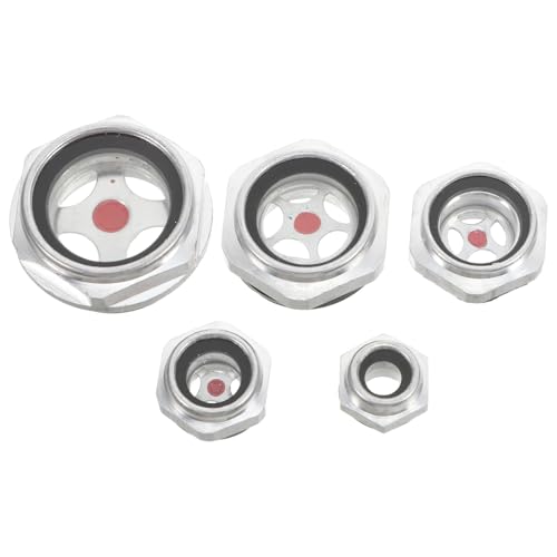 PRETYZOOM Indicateur Niveau Huile Compresseur 5 Pièces en Aluminium Fenêtre Observation Verre pour Outils Pneumatiques Usage Industriel
