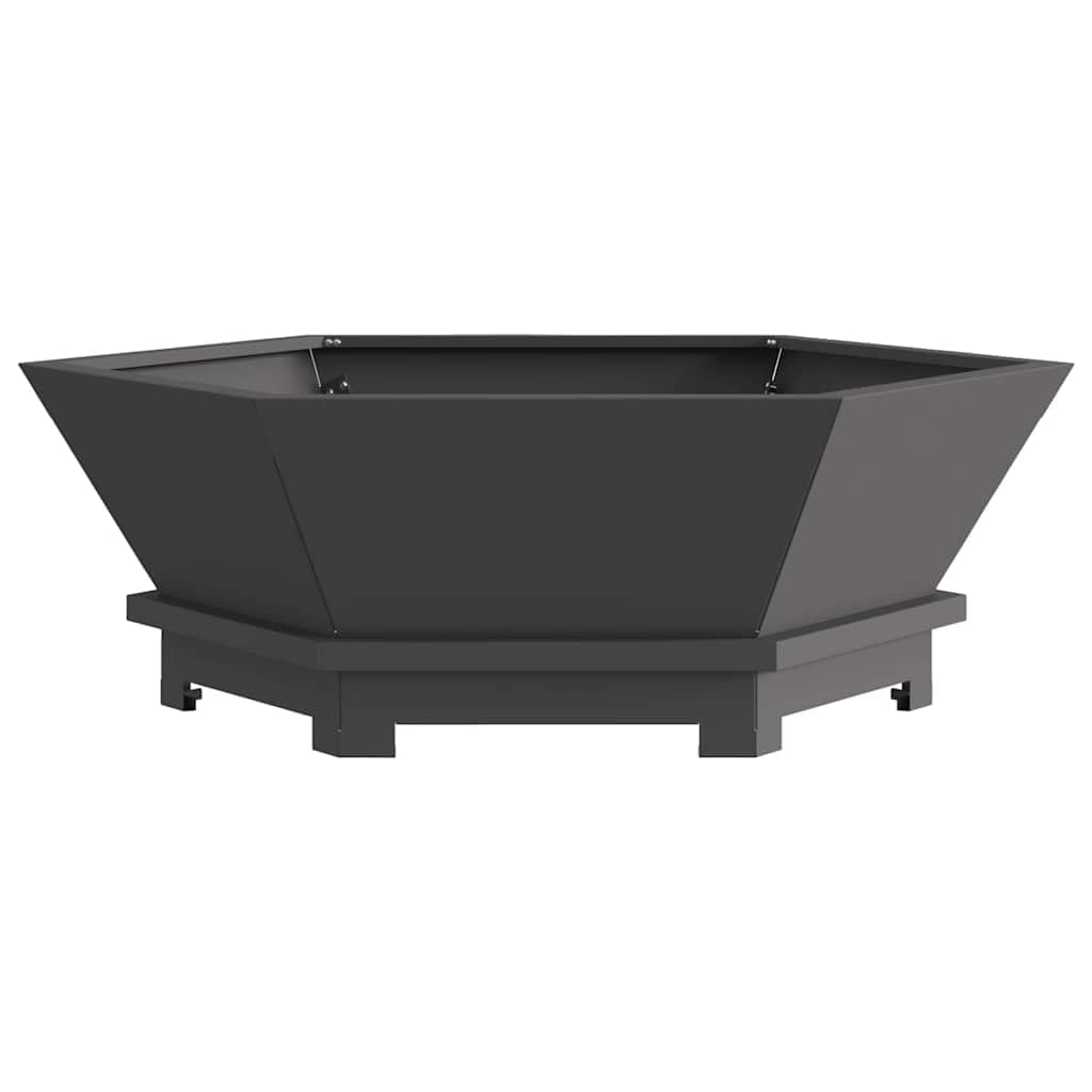 Feuerstelle Schwarz aus Stahl 75 x 75 x 28 cm, Outdoor Garten Kamin Ofen für Terrasse und Wohnzimmer, inklusive Montage, ideal für Holz und Brennholz