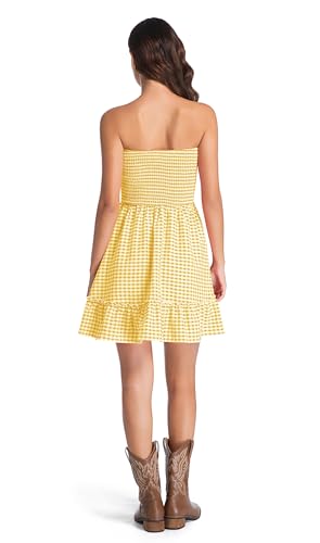 Image of Tsher Tube Top Dress for Women Summer Solid Strapless Mini Dresses Off The Shoudler Ruffle Beach Cover Sundress