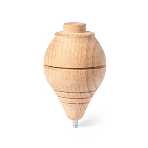 PLAYZOCO Peonza de Madera clásica con Cuerda, Trompo Madera, Perinola Madera, Juguete clásico, Apto para niños y Adultos, Cuerda de Algodon,01047