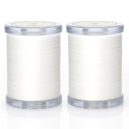 Image of Selric 300Yards Extra Strong Bonded Nylon Thread for Leather Sewing, White Heavy Duty Upholstery Thread for Heavy Fabric (2 Spools)-White